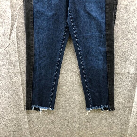 J Brand Ruby High Rise Crop Cigarette Jeans Womens 30 Blue Frayed Stripe - Picture 4 of 11